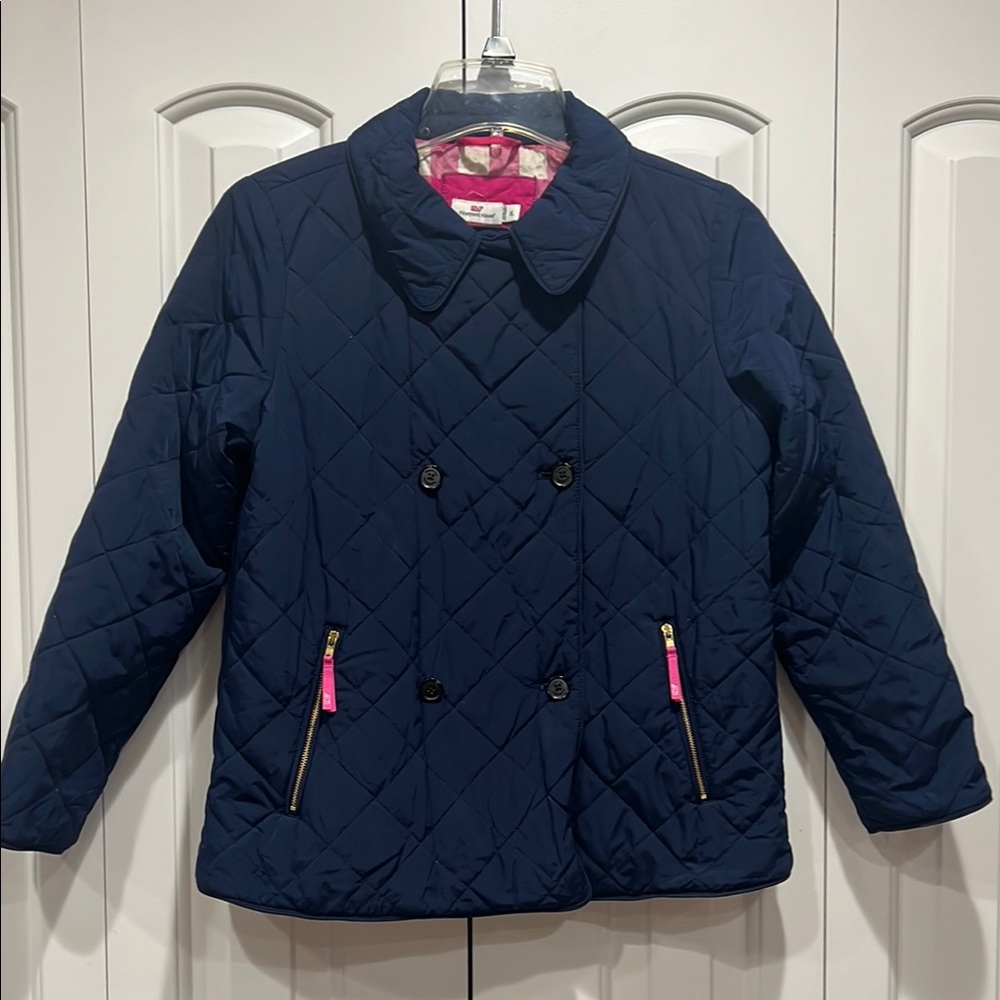 Vineyard Vines Girls Navy Blue Quilted Jacket- Size XL